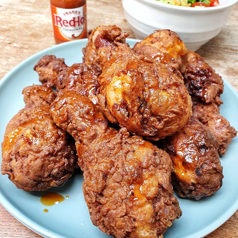 FowlMouthsFoods Drumsticks with Franks RedHot maple butter